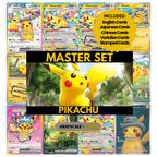 Pikachu binder pages set showing grayscale and color Pokémon cards, designed as a digital download to complete a collector’s binder.
