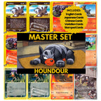 Houndour binder pages set showing grayscale and color Pokémon cards, designed as a digital download to complete a collector’s binder.