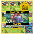 Gloom binder pages set showing grayscale and color Pokémon cards, designed as a digital download to complete a collector’s binder.