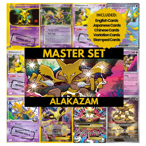 Alakazam cards example showing Pokémon cards used to demonstrate how the master set fits into a collector’s binder