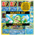 Politoed binder pages set showing grayscale and color Pokémon cards, designed as a digital download to complete a collector’s binder.