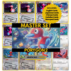 Porygon2 binder pages set showing grayscale and color Pokémon cards, designed as a digital download to complete a collector’s binder.