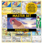 Pidgeotto binder pages set showing grayscale and color Pokémon cards, designed as a digital download to complete a collector’s binder.