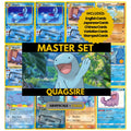 Quagsire binder pages set showing grayscale and color Pokémon cards, designed as a digital download to complete a collector’s binder.