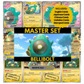Bellibolt binder pages set showing grayscale and color Pokémon cards, designed as a digital download to complete a collector’s binder.