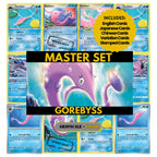 Gorebyss binder pages set showing grayscale and color Pokémon cards, designed as a digital download to complete a collector’s binder.