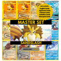 Sandslash binder pages set showing grayscale and color Pokémon cards, designed as a digital download to complete a collector’s binder.