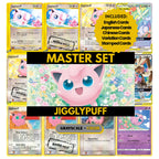 Jigglypuff binder pages set showing grayscale and color Pokémon cards, designed as a digital download to complete a collector’s binder.