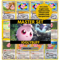Igglybuff binder pages set showing grayscale and color Pokémon cards, designed as a digital download to complete a collector’s binder.