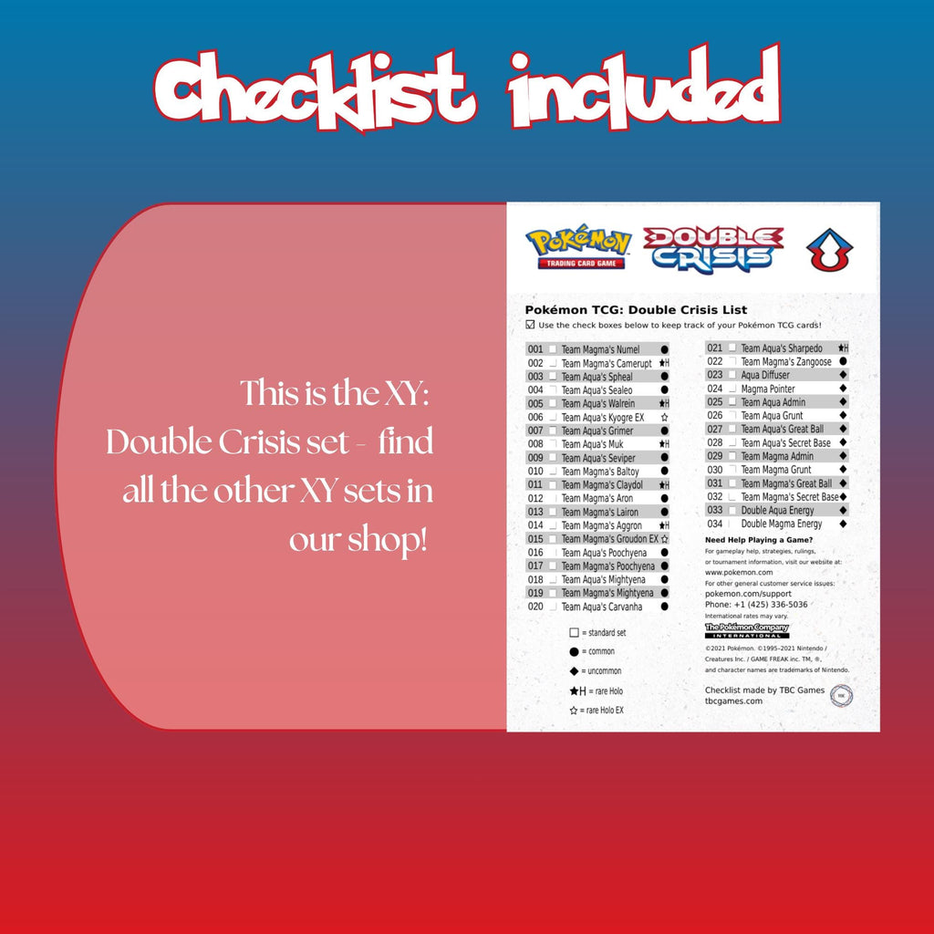 Example of the checklist that’s included to see which cards are all in the Double Crisis set from the XY Series.