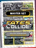 XY: Fates Collide master set binder page showing grayscale and color Pokémon cards, designed as a digital download with checklist to complete a collector’s binder.