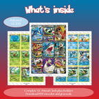 XY: Primal Clash master set overview showing the included Pokémon cards to print and a full color checklist for the XY binder.