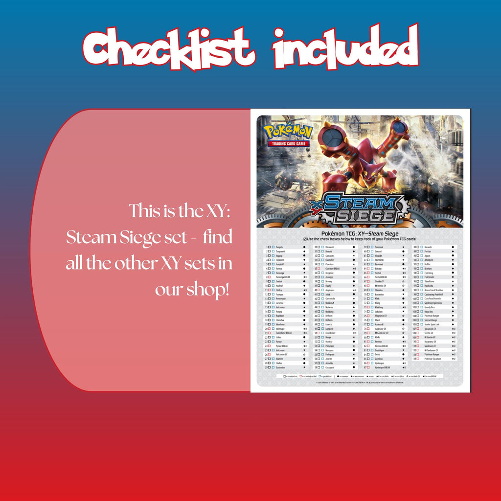 Example of the checklist that’s included to see which cards are all in the Steam Siege set from the XY Series.