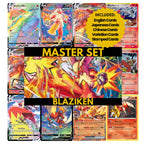 Blaziken binder pages set showing grayscale and color Pokémon cards, designed as a digital download to complete a collector’s binder.