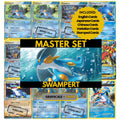 Swampert binder pages set showing grayscale and color Pokémon cards, designed as a digital download to complete a collector’s binder.