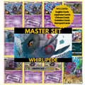 Whirlipede binder pages set showing grayscale and color Pokémon cards, designed as a digital download to complete a collector’s binder.