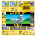 Blitzle binder pages set showing grayscale and color Pokémon cards, designed as a digital download to complete a collector’s binder.