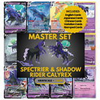 Spectrier & Shadow Rider Calyrex binder pages set showing grayscale and color Pokémon cards, designed as a digital download to complete a collector’s binder.