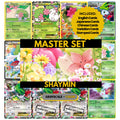 Shaymin binder pages set showing grayscale and color Pokémon cards, designed as a digital download to complete a collector’s binder.