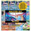 Milotic binder pages set showing grayscale and color Pokémon cards, designed as a digital download to complete a collector’s binder.