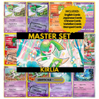 Kirlia binder pages set showing grayscale and color Pokémon cards, designed as a digital download to complete a collector’s binder.