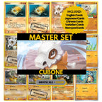 Cubone binder pages set showing grayscale and color Pokémon cards, designed as a digital download to complete a collector’s binder.