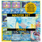 Lapras binder pages set showing grayscale and color Pokémon cards, designed as a digital download to complete a collector’s binder.