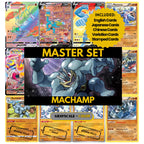 Machamp binder pages set showing grayscale and color Pokémon cards, designed as a digital download to complete a collector’s binder.