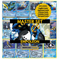 Empoleon binder pages set showing grayscale and color Pokémon cards, designed as a digital download to complete a collector’s binder.