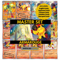 Armarouge binder pages set showing grayscale and color Pokémon cards, designed as a digital download to complete a collector’s binder.