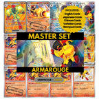 Armarouge binder pages set showing grayscale and color Pokémon cards, designed as a digital download to complete a collector’s binder.
