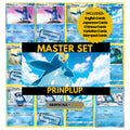 Prinplup binder pages set showing grayscale and color Pokémon cards, designed as a digital download to complete a collector’s binder.