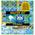 Poliwag binder pages set showing grayscale and color Pokémon cards, designed as a digital download to complete a collector’s binder.