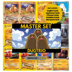 Dugtrio binder pages set showing grayscale and color Pokémon cards, designed as a digital download to complete a collector’s binder.