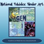 Generation themed Pokémon binder art inspired by Pokémon regions and designed for 20 pocket National Pokédex binders.
