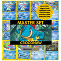 Croconaw binder pages set showing grayscale and color Pokémon cards, designed as a digital download to complete a collector’s binder.