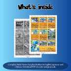 Riolu binder pages set overview showing the included Pokémon cards to print and cut for your binder sleeves.