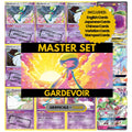 Gardevoir binder pages set showing grayscale and color Pokémon cards, designed as a digital download to complete a collector’s binder.