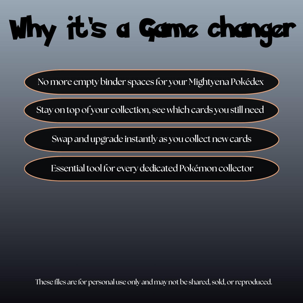 Mightyena set checklist highlighting the benefits of tracking and upgrading your Pokémon card collection.