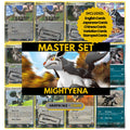 Mightyena binder pages set showing grayscale and color Pokémon cards, designed as a digital download to complete a collector’s binder.