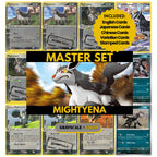 Mightyena binder pages set showing grayscale and color Pokémon cards, designed as a digital download to complete a collector’s binder.