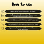Ampharos cards digital download instructions explaining how to print, cut, and place placeholders in a Pokémon binder.