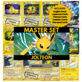 Jolteon binder pages set showing grayscale and color Pokémon cards, designed as a digital download to complete a collector’s binder.