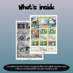 Snorlax binder pages set overview showing the included Pokémon cards to print and cut for your binder sleeves.