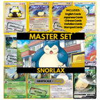 Snorlax binder pages set showing grayscale and color Pokémon cards, designed as a digital download to complete a collector’s binder.
