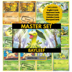 Bayleef binder pages set showing grayscale and color Pokémon cards, designed as a digital download to complete a collector’s binder.