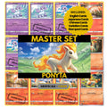 Ponyta binder pages set showing grayscale and color Pokémon cards, designed as a digital download to complete a collector’s binder.