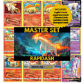 Rapidash binder pages set showing grayscale and color Pokémon cards, designed as a digital download to complete a collector’s binder.