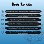 Pokémon Cameo Placeholders request instructions explaining how to download, print at 100%, cut and place placeholders in your binder.