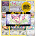 Skitty binder pages set showing grayscale and color Pokémon cards, designed as a digital download to complete a collector’s binder.
